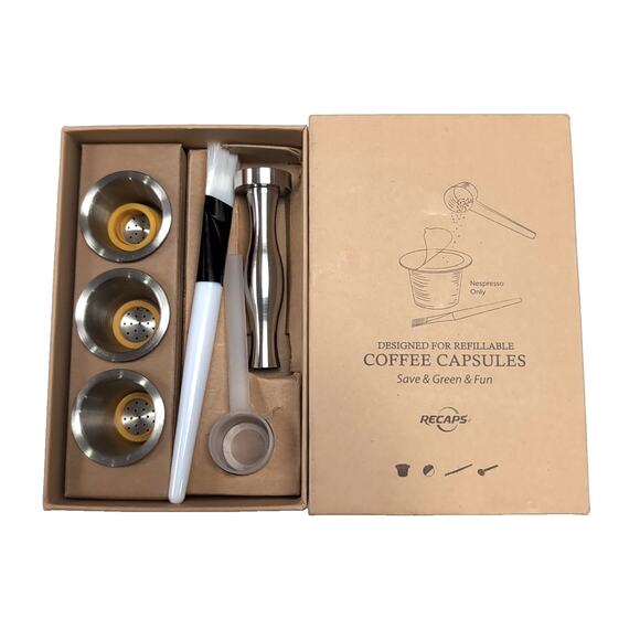 RECAPS Refillable Coffee Capsules Espresso READ WHICH MODELS No Foil Lids - Picture 1 of 7